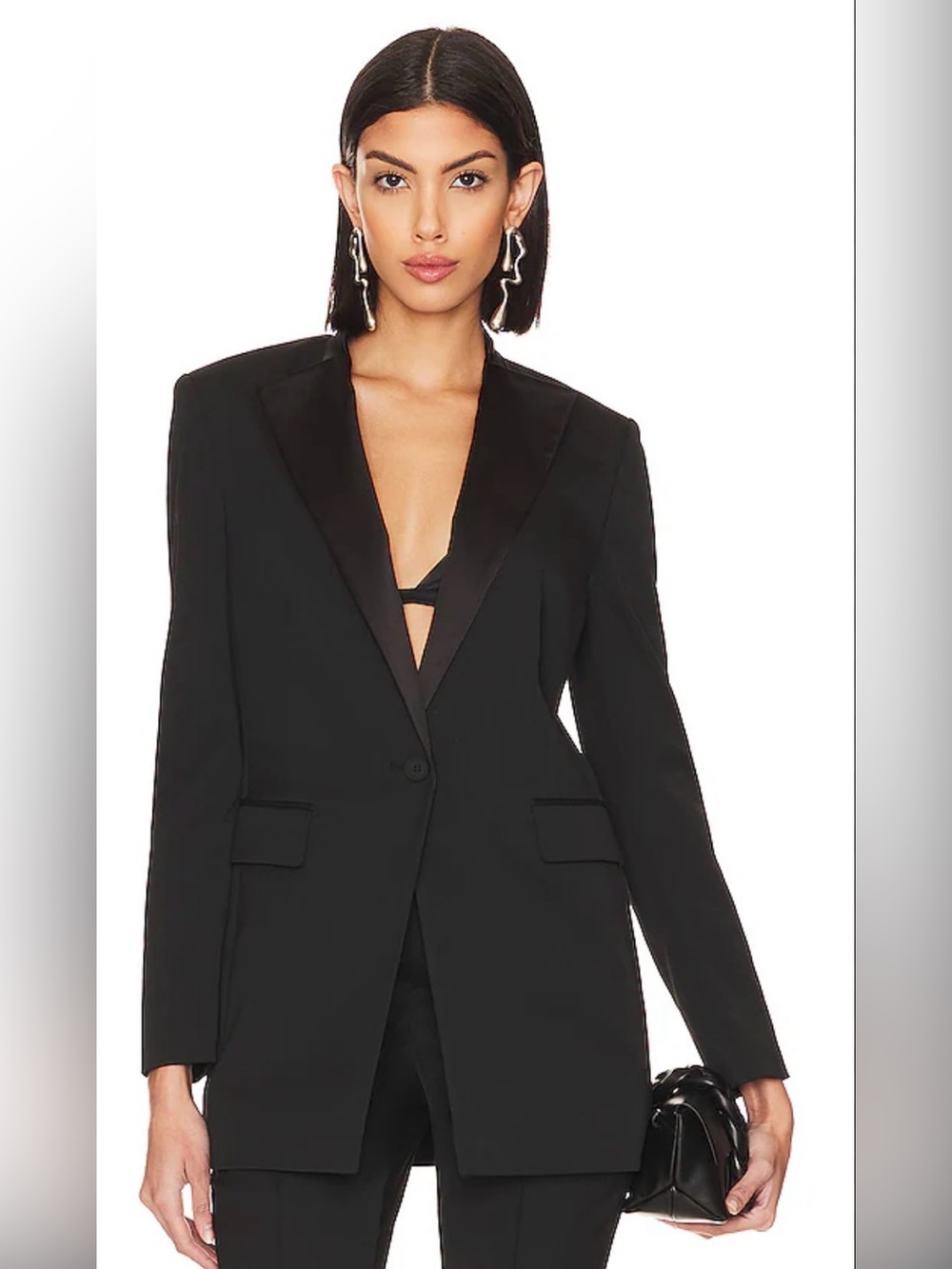 ALLSAINTS Sofía Satin Tuxedo Style Blazer - Picture 2 of 9